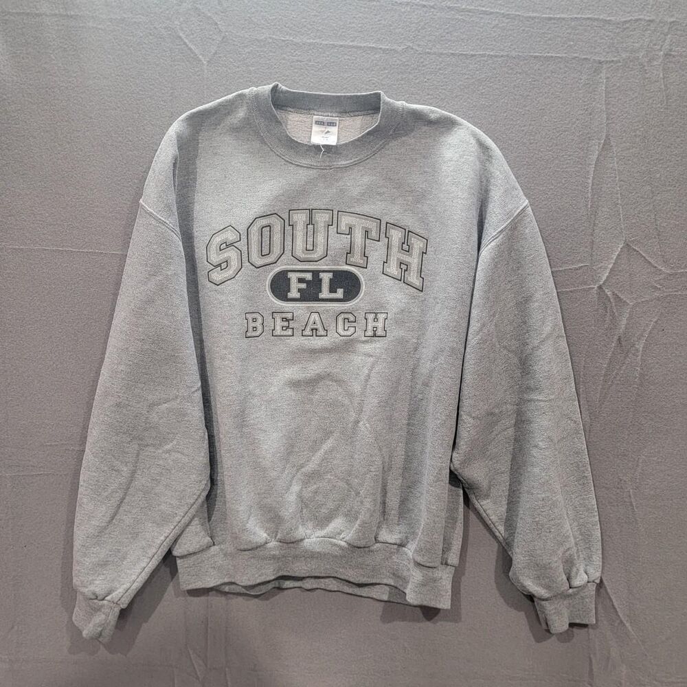 Vintage Grey South Florida Beach Crewneck Sweatshirt Size Large